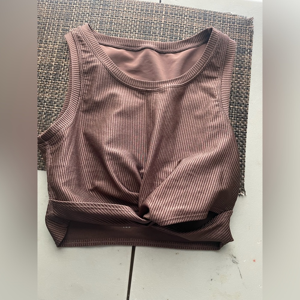 Offline by Aerie Ribbed Shine Twist Front Sports Bra - Picture 2 of 3